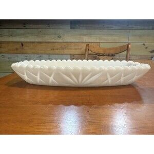 Vintage Hazel Milk White Glass 9.5" Relish Dish Bowl 9.5" x 4.5”